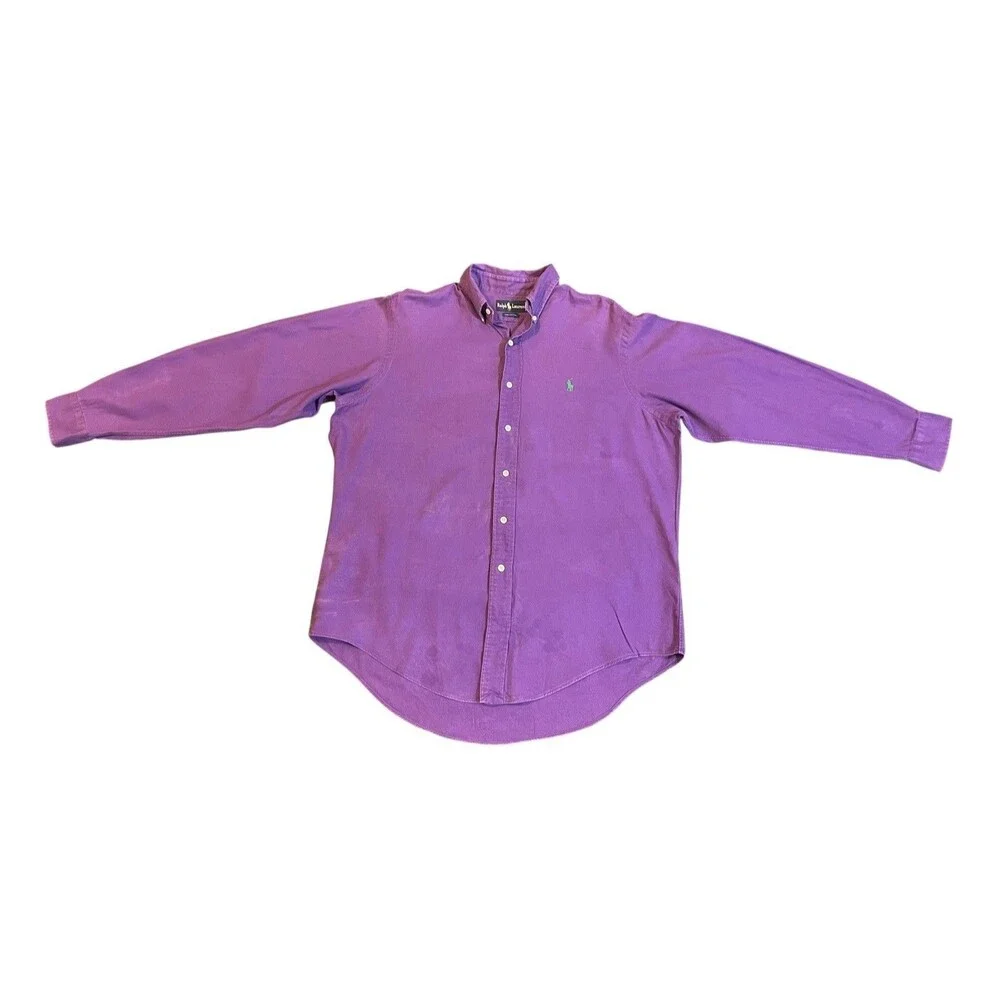 Vintage 90s Polo Ralph Lauren Purple Cotton Buttondown Shirt Men’s Size Large